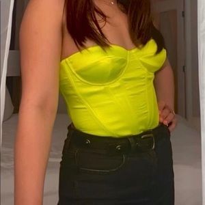 Neon Green/Yellow Bustier Strapless Corset Top White Fox Boutique Medium